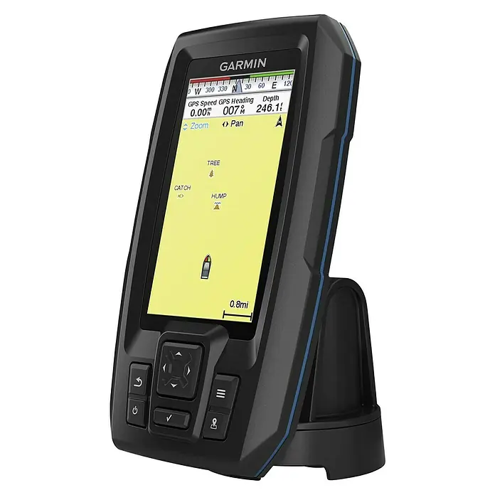 Garmin Fishfinder Striker Vivid 4cv - Geber: GT20 Geber, Bildschirmtyp: WVGA-Farbdisplay - Garmin Fischfinder mit detaillierter Kartendarstellung, GPS und Sonartechnologie für präzise Unterwassererkundung beim Angeln.