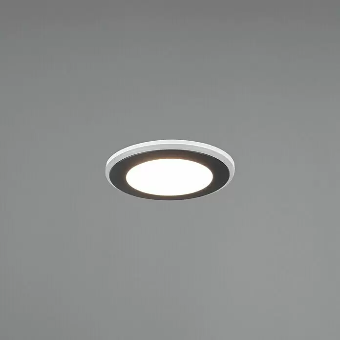 Trio Leuchten LED-Einbauleuchte rund Aura - 5 W, Ø x H: 82 mm x 4 cm, Schwarz - Beleuchteter runder weiß-schwarzer LED-Einbaustrahler.