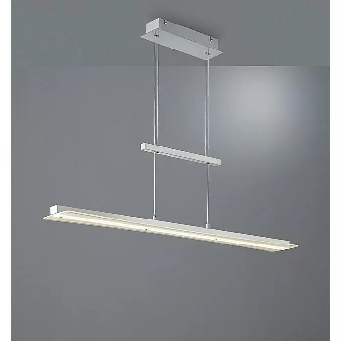 Reality Leuchten LED-Pendelleuchte Smash - 18 W, L x B x H: 12 x 100 x 150 cm, Nickel - Stimmungsaufnahme