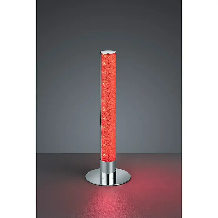 Reality Leuchten LED-Tischleuchte rund Leia - 5 W, Chrom - Elegante Stehleuchte mit rotem Glitzer-Effekt. Das polierte Chromfinish sorgt für einen modernen Look. Perfekt als dekoratives Highlight.