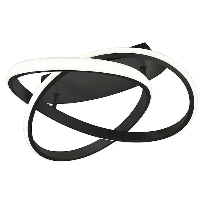 Reality Leuchten Course LED-Deckenleuchte - 18 W, Schwarz, Warmweiß - Moderne LED-Deckenleuchte mit verschlungenen Ringen in Schwarz und Weiß. Stilvolle Beleuchtung für jeden Raum.