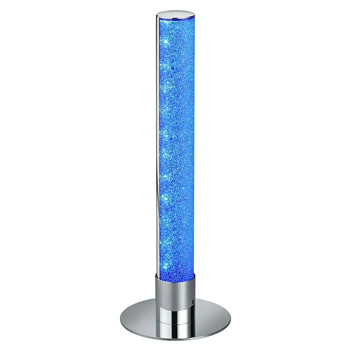 Reality Leuchten LED-Tischleuchte rund Leia - 5 W, Chrom - Dekorative Stehlampe mit sprudelnden Blasen und blauem Licht für eine entspannende Atmosphäre im Raum.