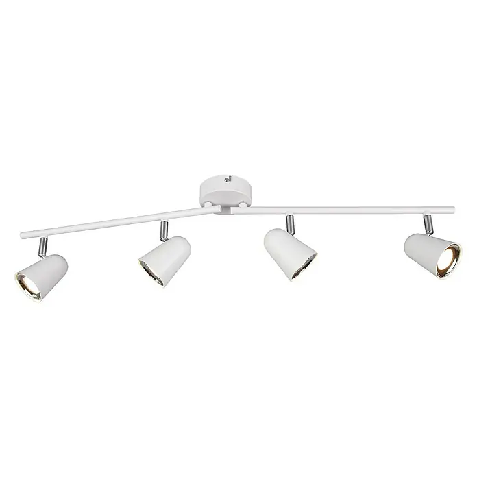 Reality Leuchten LED-Deckenstrahler Toulouse - 3 W, L x B x H: 9 x 78 x 17 cm, Weiß, Warmweiß, Anzahl Leuchtmittel: 4 Stk. - Moderne weiße Deckenleuchte mit vier Strahlern für eine optimale Ausleuchtung des Raumes. Die schlichte Eleganz passt zu vielen Einrichtungsstilen.