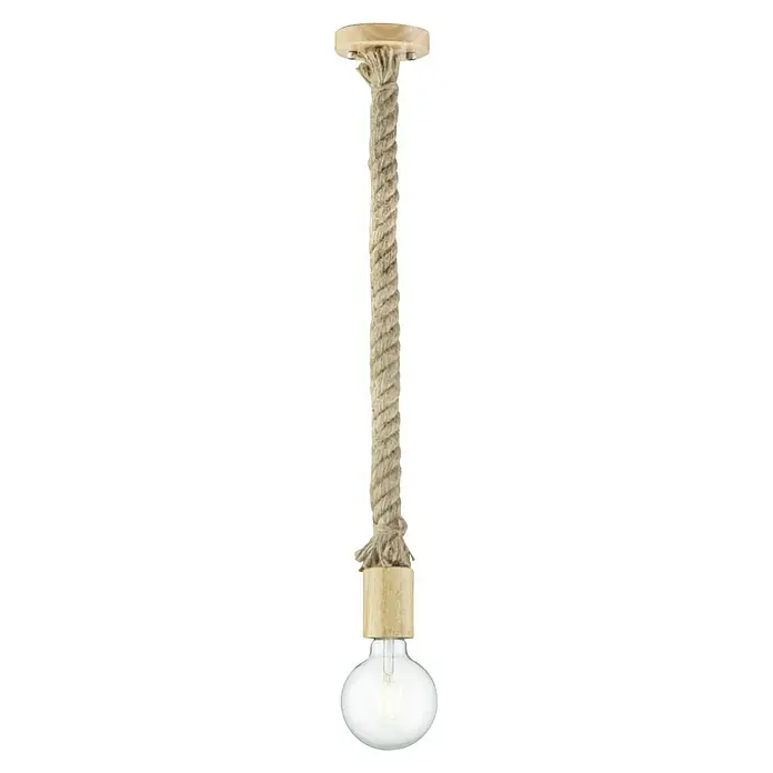 Home Sweet Home Lampenpendel Leonardo - Beige, Naturmaterialien, 115 cm, E27 - Eine Pendelleuchte mit einem rustikalen Design. Das Leuchtmittel ist mit einem Seil umwickelt, das der Leuchte einen natürlichen Look verleiht.