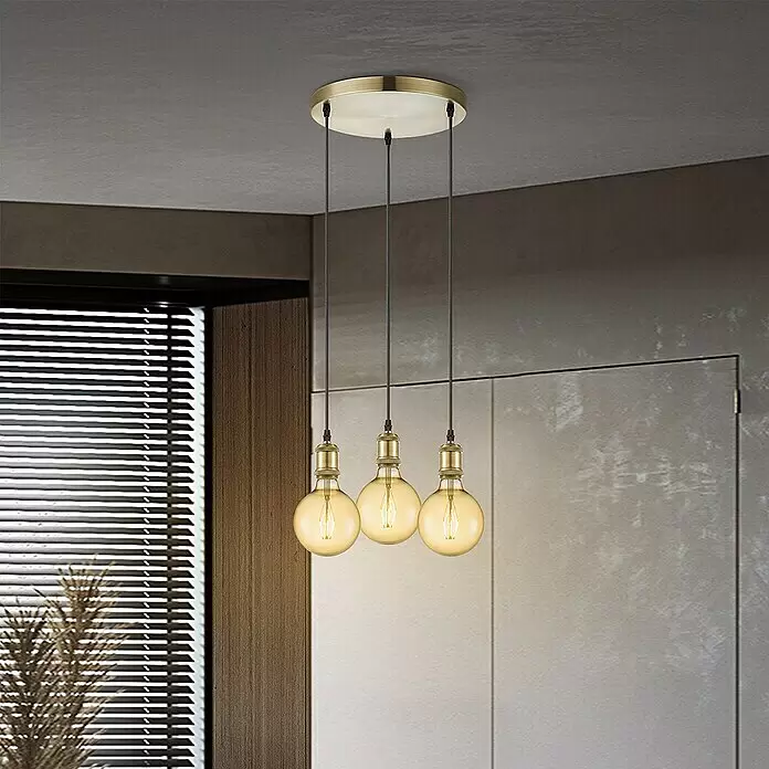 Home Sweet Home Pendelleuchte rund - Ø x H: 30 mm x 109 cm, Gold, E27 - Stimmungsaufnahme