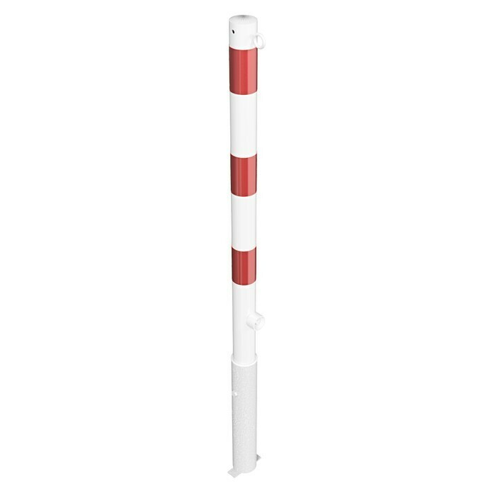 Schake Sperrpfosten (Ø x H: 60 x 1.300 mm, Stahl, Einbetonieren, Weiß/Rot, Öse, Dreikantverriegelung)