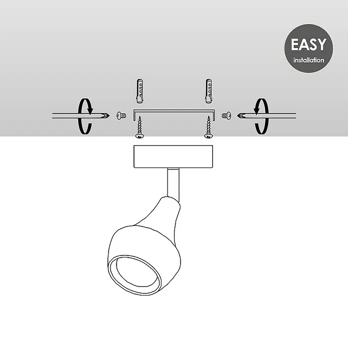 LED-Deckenstrahler Vaya - 5,8 W, L x B x H: 26 x 9 x 16,5 cm, Silber, Warmweiß - Abbildung einer Deckenleuchte mit Anweisungen zur einfachen Installation.