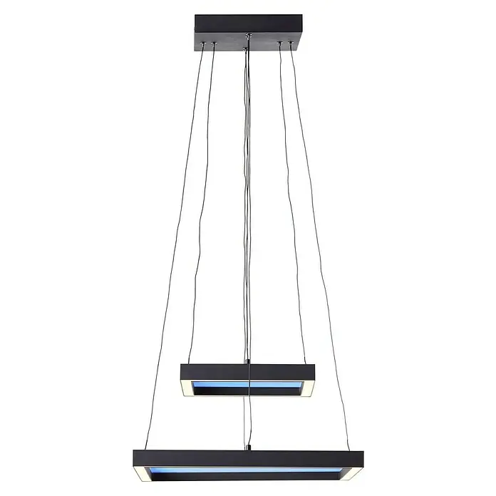 Brilliant LED-Pendelleuchte Icarus - L x B x H: 180 x 50 x 50 cm, Schwarz, RGB - Moderne Hängeleuchte mit zwei rechteckigen LED-Leuchten in Schwarz, ideal für stilvolle Innenräume und energieeffiziente Beleuchtung.