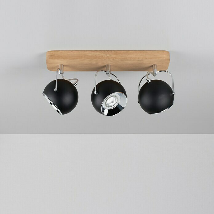 Spotlight Deckenstrahler Ball Wood (5 W, L x B x H: 42 x 11 x 21 cm, Weiß, Schwarz, GU10) | BAUHAUS