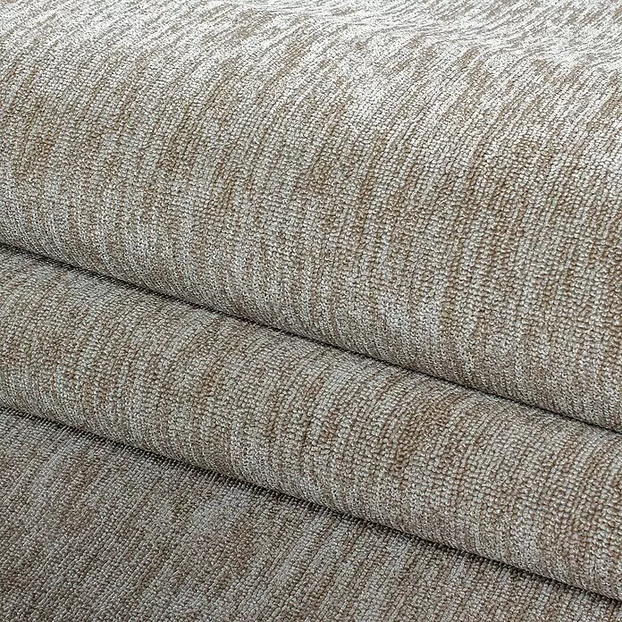 Kurzflorteppich Nizza - Beige, Durchmesser: 160 cm, 100 % Polypropylen - Gefalteter strukturierter Stoff in Beige und Off-White mit Schlingenflor und dezentem melierten Muster.