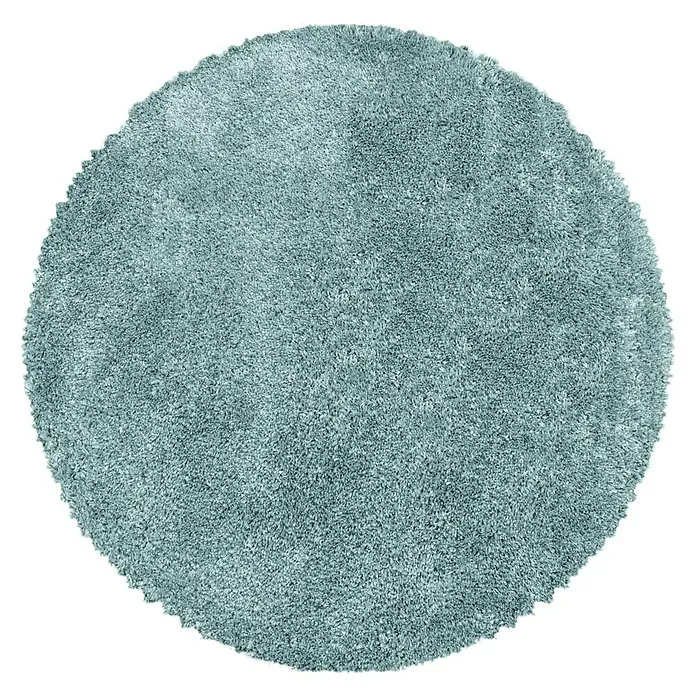 Hochflorteppich Fluffy 3500 - Blau, Durchmesser: 80 cm, 100 % Polypropylen - Runder, zotteliger Teppich in einem sanften Blauton, ideal, um jedem Raum Wärme und Textur zu verleihen.