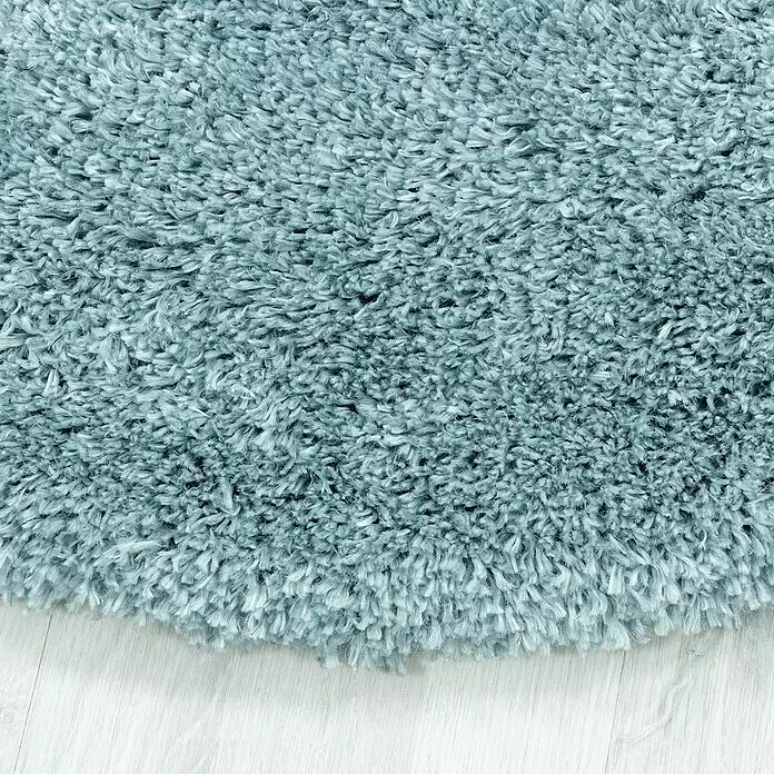 Hochflorteppich Fluffy 3500 - Blau, Durchmesser: 80 cm, 100 % Polypropylen - Detailaufnahme