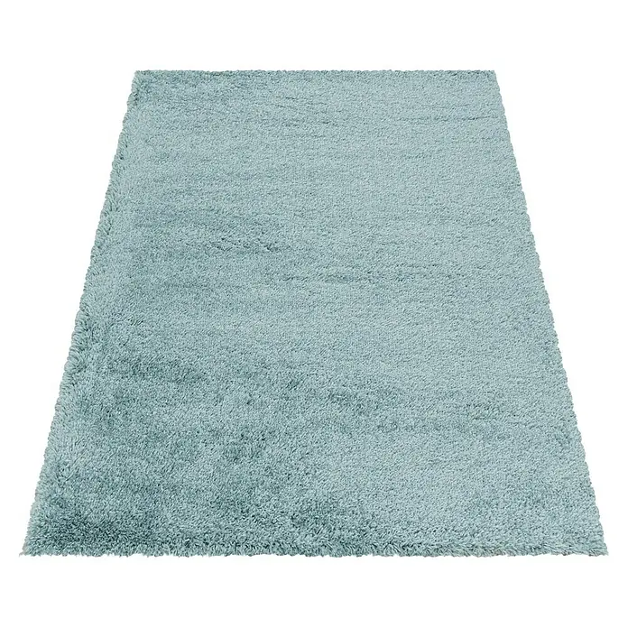 Hochflorteppich Fluffy 3500Blau, 340 x 240 cm, 100% Polypropylen - Ein weicher, türkisfarbener Teppich mit langem Flor, perfekt für Komfort und Stil in jedem Raum.