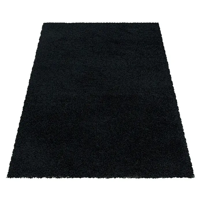 Hochflorteppich Sydney 3000 - Schwarz, 110 x 60 cm, 100% Polypropylen - Schwarzer, rechteckiger Teppich mit weicher, flauschiger Textur, perfekt für jeden Raum. Die dunkle Farbe sorgt für eine elegante und stilvolle Note.