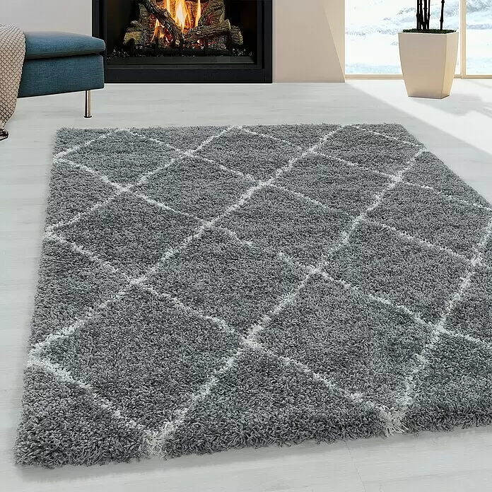 Hochflorteppich Alvor 3401Grau, 370 x 280 cm, 100 % Polypropylen
