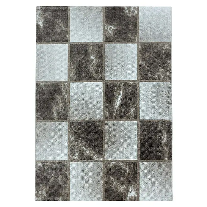 Kurzflorteppich Ottawa 4201 - Braun, 200 x 140 cm, 100% Polypropylen - Schachbrettartiges Muster aus hellen und dunklen quadratischen Fliesen für Wand- oder Bodendesign.