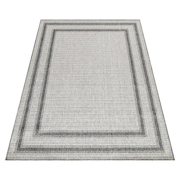 Outdoor-Teppich Aruba 4901 - Cream, 290 x 200 cm, 100% Polypropylen - Grauer rechteckiger Teppich mit dreifachem Bordüren-Design.