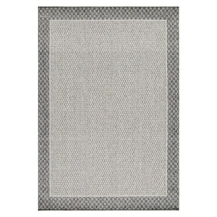 Outdoor-Teppich Aruba 4905 - Cream, 200 x 140 cm, 100% Polypropylen - Ein detailreicher Teppich mit einem subtilen Schachbrettmuster am Rand, der eine elegante Textur und ein ansprechendes Design bietet.