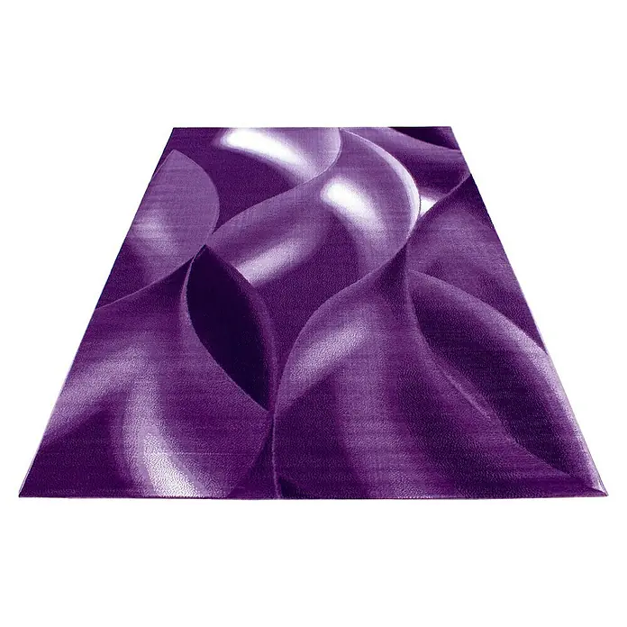 Kurzflorteppich Plus 8008 - Lila, 290 x 200 cm, 100% Polypropylen - Bild eines modernen lilafarbenen Teppichs mit gewelltem Muster, ideal für ein stilvolles Wohnambiente.