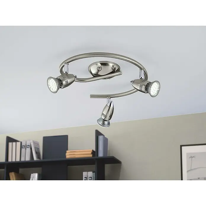 Eglo LED-Deckenstrahler MAGNUM-LED - 9 W, L x B x H: 25,5 x 0 x 295 cm, Nickel-matt/Chrom, 3 Stk. - Moderne Deckenleuchte mit drei Strahlern in Nickel-Optik, die eine stilvolle Beleuchtungslösung für jeden Raum bietet.