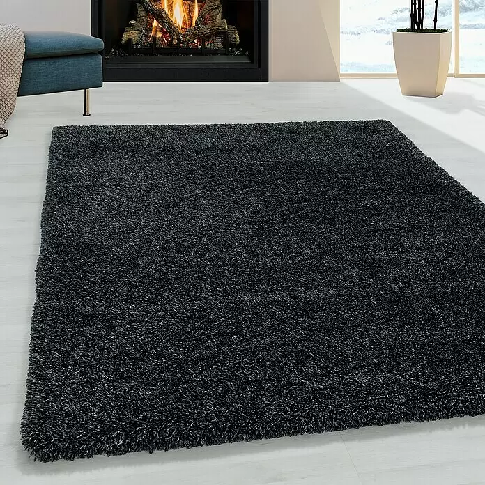 Hochflorteppich Fluffy 3500 - Anthrazit, 250 x 80 cm, 100% Polypropylen - Stimmungsaufnahme