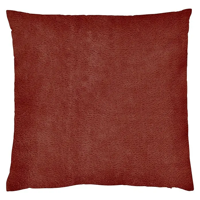 Kissen Marmaris - Henna Brown, 45 x 45 cm, 100 % Polyester - Nahaufnahme eines quadratischen, weichen, korallenroten Kissens, perfekt für Komfort und Stil.
