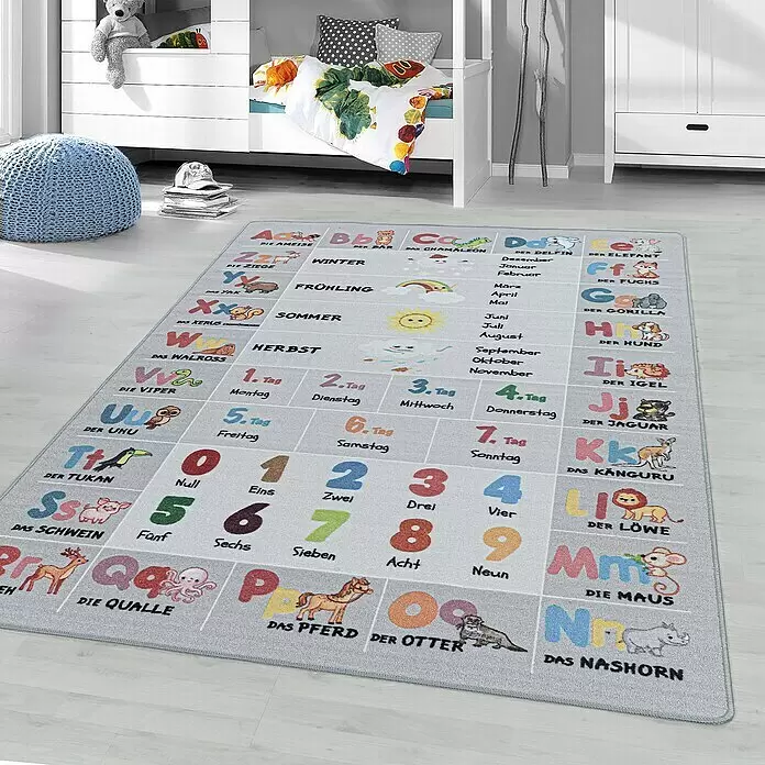 Kinderteppich Play 2904Grau, 150 x 100 cm, 100% Polyamide