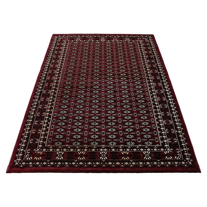 Kurzflorteppich Orient-Optik Marrakesh 0351 - Rot, 170 x 120 cm, 100% Polypropylen - Eleganter roter Teppich mit traditionellen Mustern und Bordüren für ein stilvolles Ambiente in jedem Raum.