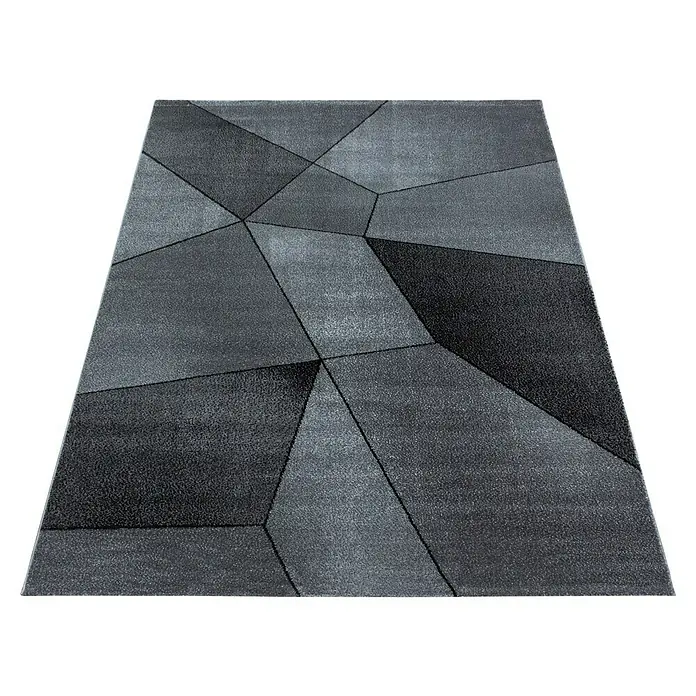 Kurzflorteppich Beta 1120Grau, 230 x 160 cm, 100 % Polypropylen - Moderner grauer Teppich mit geometrischem Muster für ein stilvolles Ambiente.