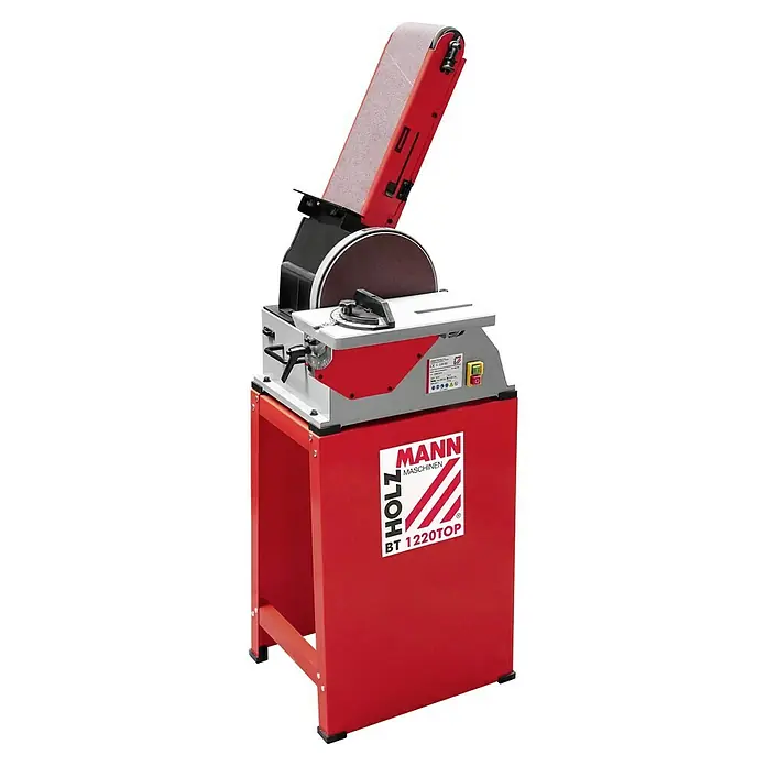 Holzmann Elektro-Bandschleifmaschine BT1220 - 750 W - Abbildung einer Holzmann BT 1220TOP Bandschleifmaschine, perfekt für präzise Schleifarbeiten in Werkstätten.