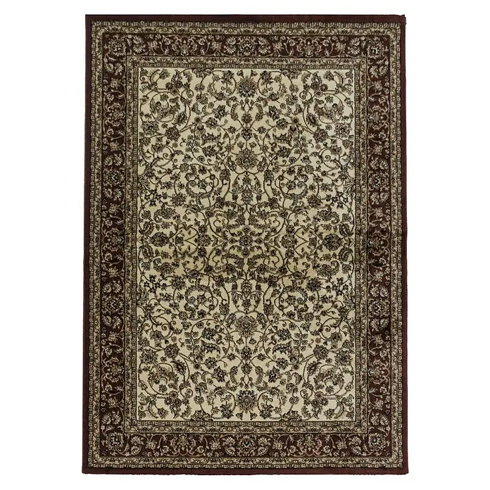 Kurzflorteppich Kashmir 2604 - Cream, 290 x 200 cm, 100 % Polypropylen - Eleganter Teppich mit floralem Muster in Braun und Beige. Ein dekoratives Element für jeden Raum mit klassischem Charme.