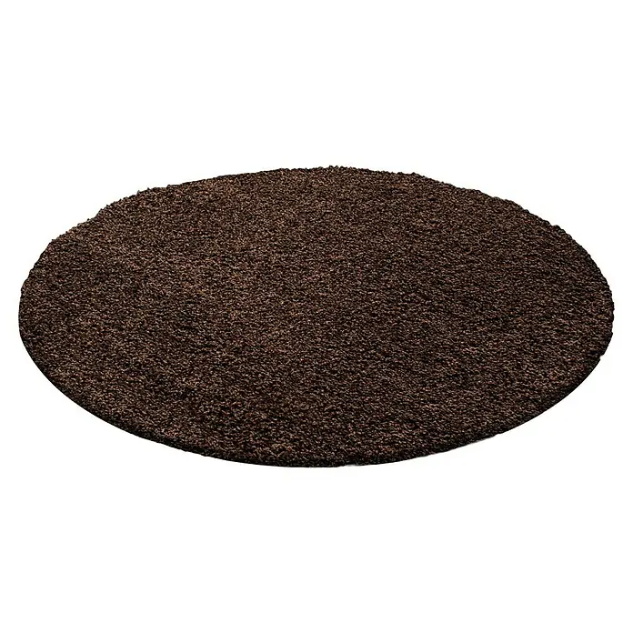 Hochflorteppich Dream 4000Braun, Durchmesser: 120 cm, 100 % Polypropylen - Brauner, ovaler Teppich mit dichter Textur, ideal für gemütliche Wohnbereiche. Er sorgt für Wärme und Komfort unter den Füßen.