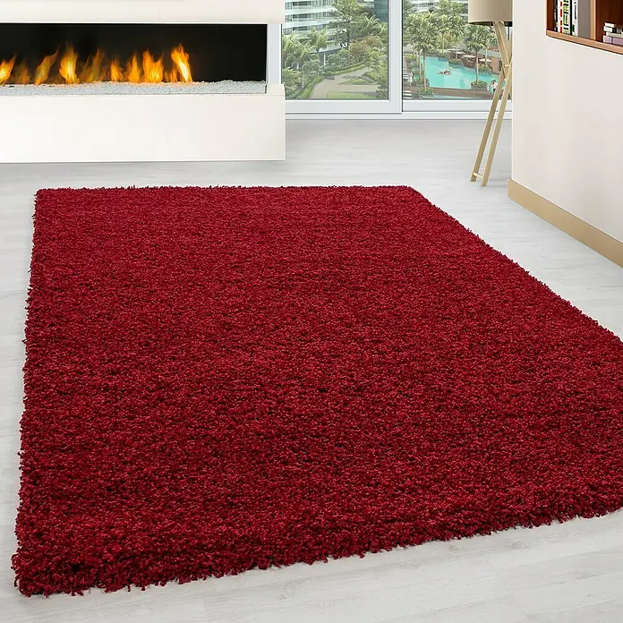 Hochflorteppich Life 1500 - Rot, 340 x 240 cm, 100% Polypropylen - Roter, hochfloriger Teppich mit weicher Textur, der Wärme und Komfort in jeden Raum bringt. Ein echter Blickfang mit luxuriösem Flair.