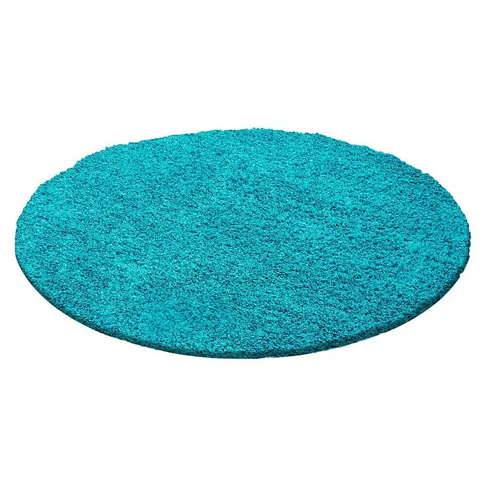 Hochflorteppich Life 1500 - Türkis, Durchmesser: 80 cm, 100% Polypropylen - Türkisblauer runder Teppich mit kurzem Flor und weicher Textur, ideal für Wohnzimmer oder Schlafzimmer, bietet Komfort und Stil.