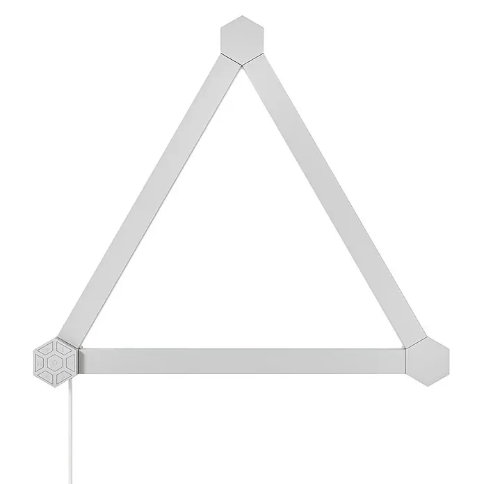 Nanoleaf Erweiterungskit Lines 60 Degrees 3 Lines - 3 Stk., Weiß, RGBW - Dreieckige LED-Wandleuchte mit sechseckigen Verbindungsstücken, minimalistisches Design für moderne Innenräume.