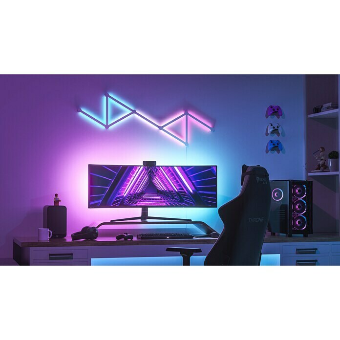 Nanoleaf LED-Lichtleiste Lines Erweiterung 3er2 W, Weiß, Länge: 27,85 cm, RGBW Use Shot