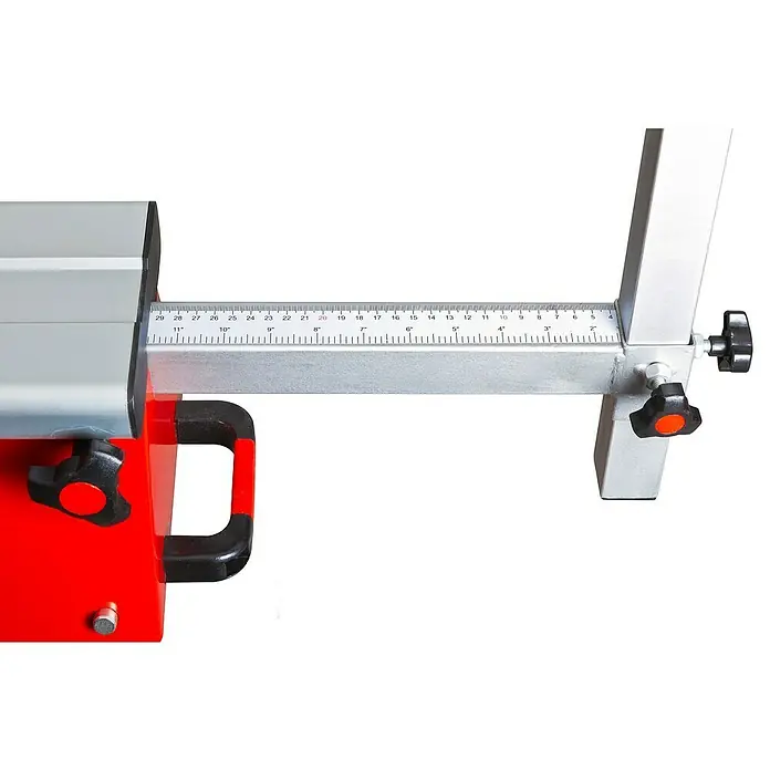 Holzmann Untergestell USK2760 - Passend für: Holzmann Tischkreissäge TK255_230V - Detailaufnahme einer Fliesenschneidmaschine mit Messskala zur präzisen Einstellung der Schnittbreite.