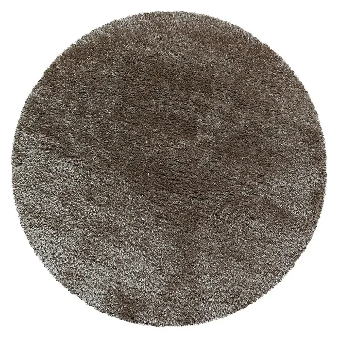 Hochflorteppich Brilliant 4200Taupe, Durchmesser: 120 cm, 100% Polyester - Brauner runder Teppich mit zotteliger Textur. Ein stilvolles und bequemes Accessoire für jeden Raum mit dichter Faserstruktur.