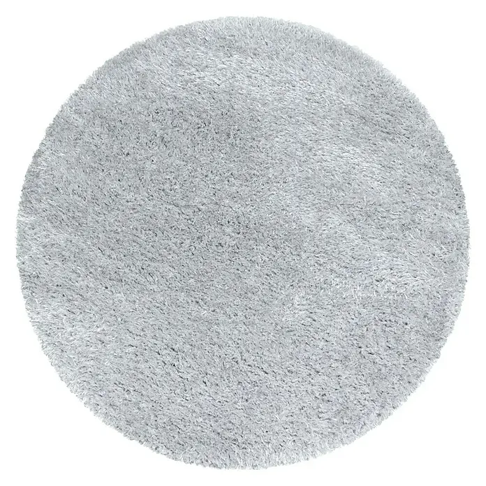 Hochflorteppich Brilliant 4200Silber, Durchmesser: 200 cm, 100% Polyester - Ein runder, grauer Teppich mit hochflorigem Flor, der sich ideal für Wohn- und Schlafzimmer eignet. Die weiche Textur sorgt für Komfort unter den Füßen.