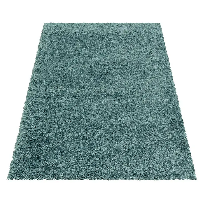 Hochflorteppich Sydney 3000Aqua, 170 x 120 cm, 100 % Polypropylen - Ein rechteckiger, zotteliger Teppich in einem beruhigenden Blauton, ideal für Wohn- und Schlafzimmer. Bringt Wärme und Komfort in jeden Raum.