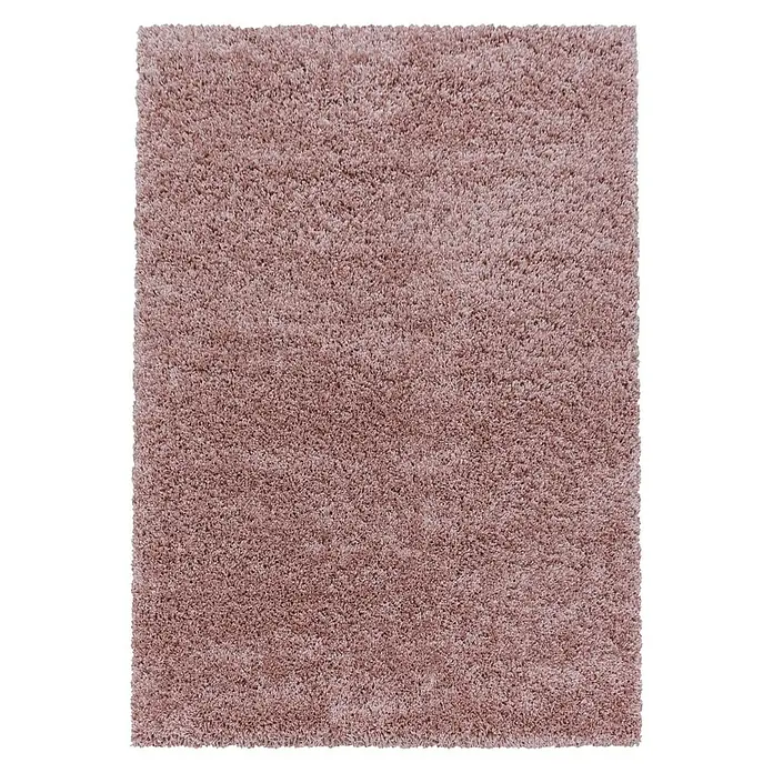 Hochflorteppich Sydney 3000Rose, 110 x 60 cm, 100% Polypropylen - Nahaufnahme eines luxuriösen, zotteligen Teppichs in einem sanften Rosaton, ideal für Komfort und Stil in jedem Raum.