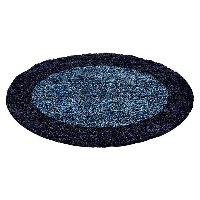 Hochflorteppich Life 1503 - Navy, Durchmesser: 120 cm, 100% Polypropylen - Der ovale Teppich in Blau und Dunkelblau ist ein stilvoller Blickfang für jeden Raum. Er bietet Komfort und Wärme unter den Füßen mit seiner flauschigen Textur.