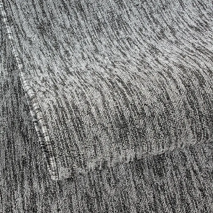 Flachgewebeteppich Nizza 1800 - Grau, 230 x 160 cm, 100% Polypropylen - Nahaufnahme eines grauen, gestreiften Frotteehandtuchs, das weich und saugfähig aussieht. Ideal für Bad und Wellness.