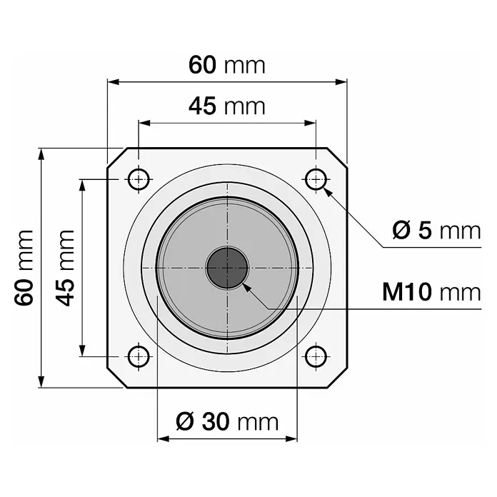 Walteco Möbelfuß - Ø x H: 3 x 40 cm, Stahl, Weiß - Technische Zeichnung eines Produkts mit Maßangaben für Montage und Design.