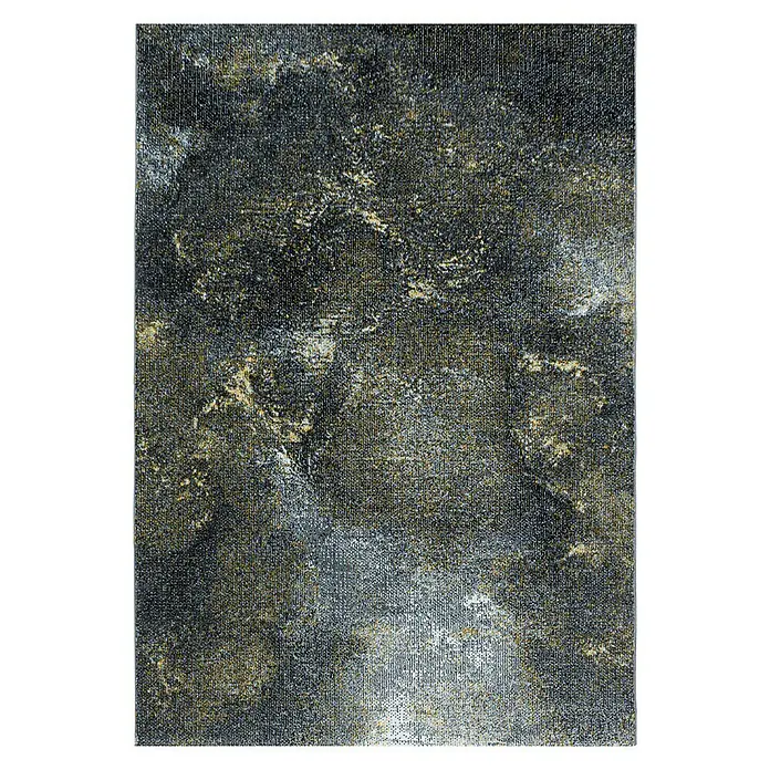 Kurzflorteppich Ottawa 4203 - Gelb, 150 x 80 cm, 100 % Polypropylen - Abstraktes Kunstwerk mit einem Mix aus dunklen und hellen Farbtönen, das eine faszinierende Textur aufweist und die Leinwandstruktur betont.