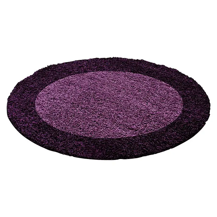 Hochflorteppich Life 1503 - Lila, Durchmesser: 200 cm, 100% Polypropylen - Ein flauschiger, ovaler Teppich in Lila- und Dunkellilatönen, ideal für ein gemütliches Ambiente in jedem Raum.