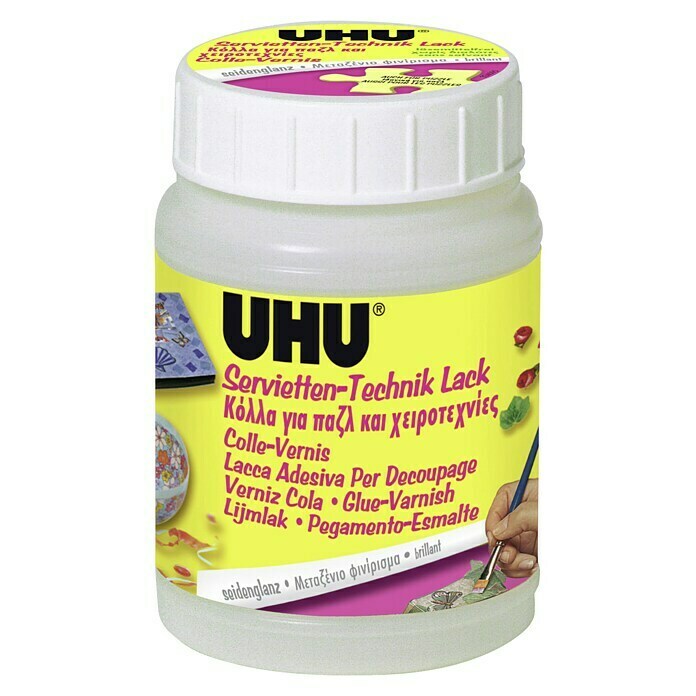 UHU Lack Servietten-Technik150 ml, Transparent Front View