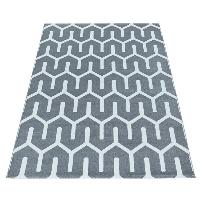 Kurzflorteppich Costa 3524 - Grau, 200 x 140 cm, 100 % Polypropylen - Dieser moderne Teppich in Grau mit geometrischem Muster verleiht jedem Raum einen stilvollen Akzent. Der Teppich ist pflegeleicht und strapazierfähig.