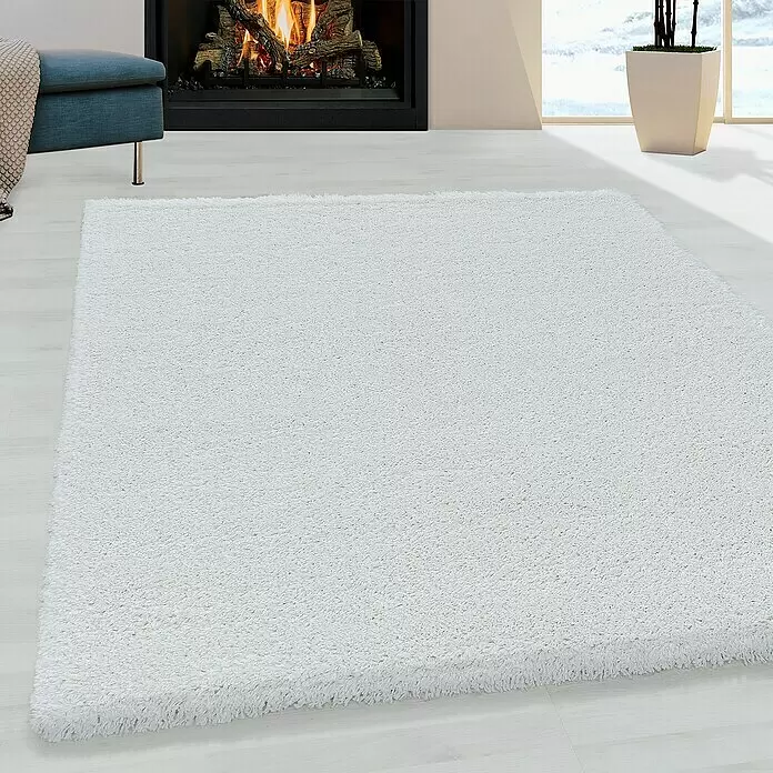 Hochflorteppich Fluffy 3500 - Weiß, 200 x 140 cm, 100 % Polypropylen - Stimmungsaufnahme
