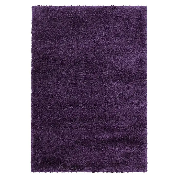 Hochflorteppich Fluffy 3500Lila, 340 x 240 cm, 100 % Polypropylen - Nahaufnahme eines weichen, violetten Shaggy-Teppichs mit dichter Textur und luxuriösem Aussehen.